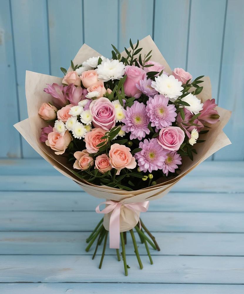 Букет цветов из: Хризантемы, Розы и Альстромерии в Серове Свердловская область