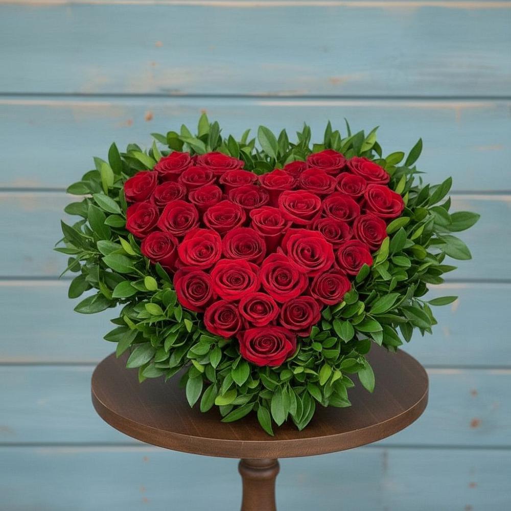 Цветочная композиция из Розы в виде сердца в Серове Свердловская область