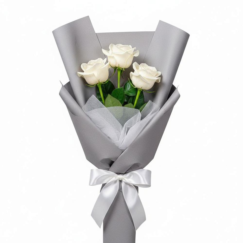 Букет 3 белые розы в Серове Свердловская область