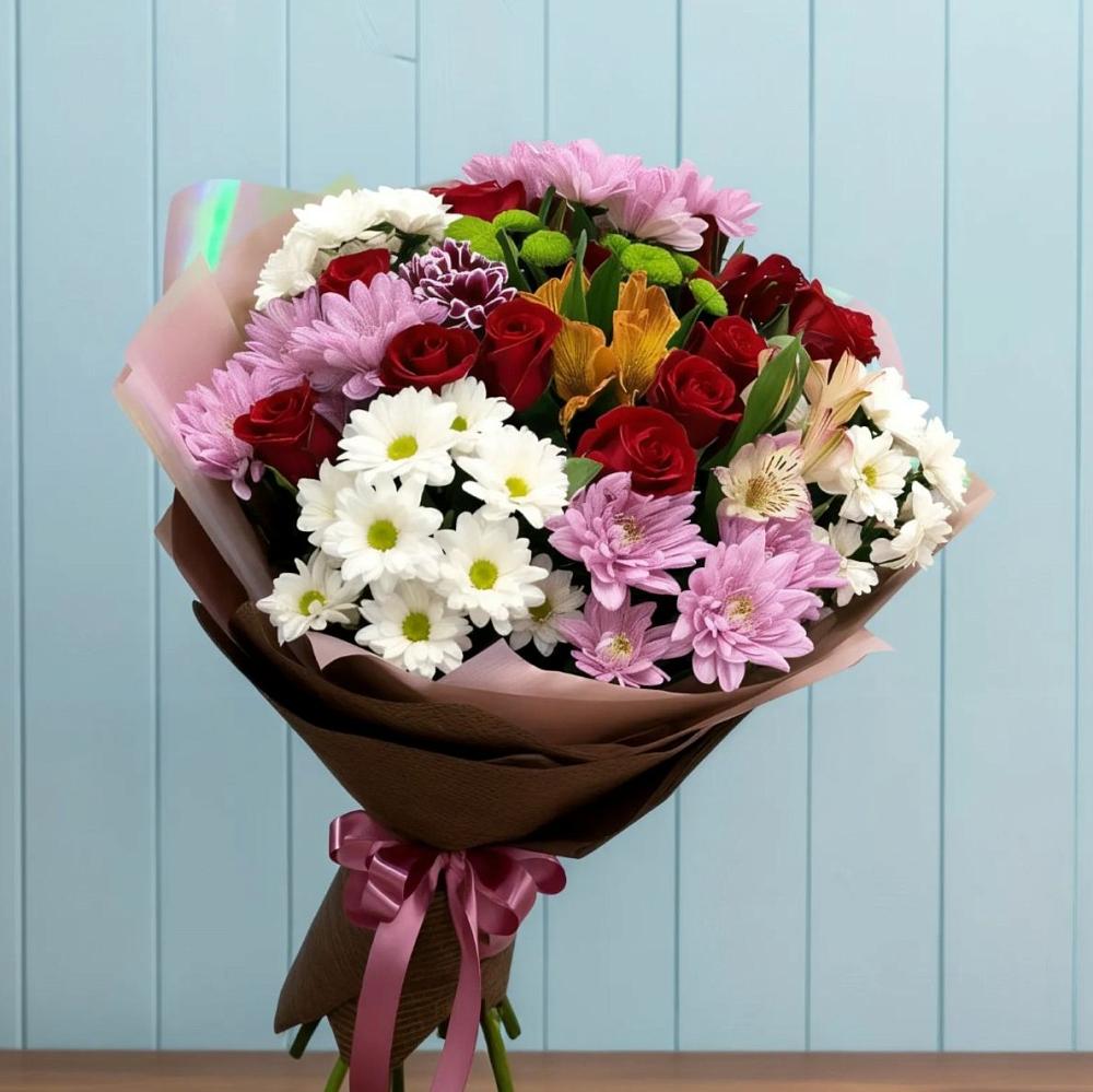 Букет цветов из: Розы, Хризантемы и Альстромерии в Серове Свердловская область