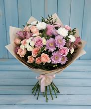 Букет цветов из:  Хризантемы, Розы и Альстромерии #REPLACE_PRED# Серове Свердловская область