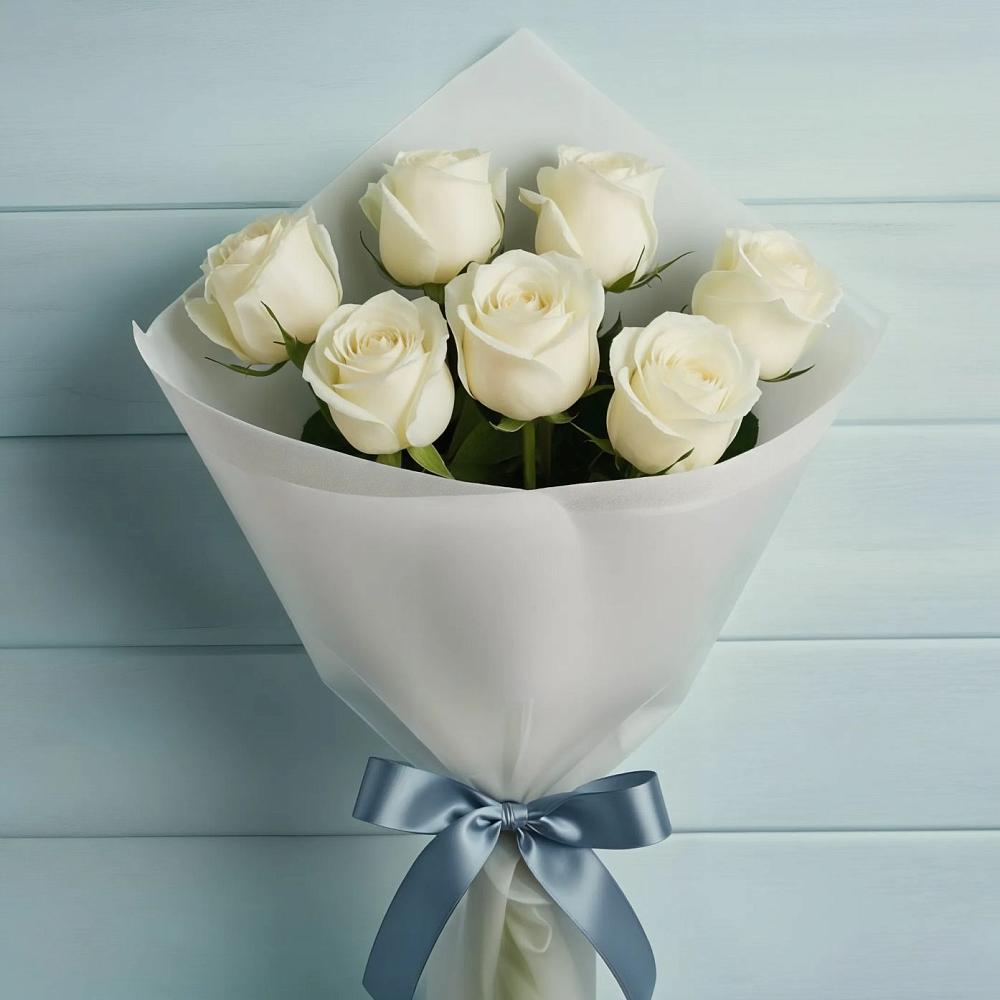 Букет 7 Белых роз Эдлесс Лав в Серове Свердловская область